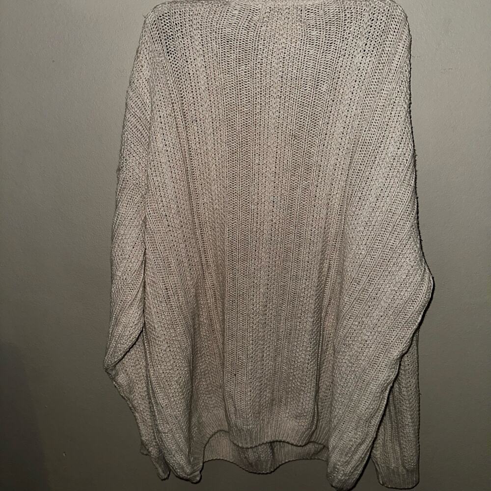 Vintage Eddie Bauer Sweater Henley Chunky Knit Oatmeal Large USA Made - Picture 3 of 4